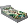 Ambesonne Floral Heart Fitted Sheet & Pillow Sham Set, Tenderness of Romantic Garden Ivy Branches and Roses Valentines Day, Decorative Printed 3 Piece Bedding Decor Set, Calking, Laurel Green and Pink(Green Blue and Pink)
