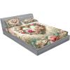 Ambesonne Floral Heart Fitted Sheet & Pillow Sham Set, Tenderness of Romantic Garden Ivy Branches and Roses Valentines Day, Decorative Printed 3 Piece Bedding Decor Set, Calking, Laurel Green and Pink(Laurel Green and Pink)