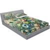 Ambesonne Floral Heart Fitted Sheet & Pillow Sham Set, Tenderness of Romantic Garden Ivy Branches and Roses Valentines Day, Decorative Printed 3 Piece Bedding Decor Set, Calking, Laurel Green and Pink(Green Multicolor)