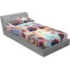 Ambesonne Floral Heart Fitted Sheet & Pillow Sham Set, Tenderness of Romantic Garden Ivy Branches and Roses Valentines Day, Decorative Printed 3 Piece Bedding Decor Set, Calking, Laurel Green and Pink(Pale Pink Soft Blue)