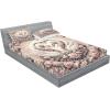 Ambesonne Floral Heart Fitted Sheet & Pillow Sham Set, Tenderness of Romantic Garden Ivy Branches and Roses Valentines Day, Decorative Printed 3 Piece Bedding Decor Set, Calking, Laurel Green and Pink(Pale Pink Pale Cadet Blue)