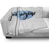 Ambesonne Inspirational Throw Blanket, Words Just Imagine on Watercolor Effect Drop for Work Office Home, Flannel Fleece Accent Piece Soft Couch Cover for Adults, 60″ x 80″, Blue Black and White(Blue Black and White)