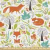 Ambesonne Kiss Fabric by The Yard, Red Woman Lips Kiss Marks Pattern Romance Feminine Graphic Valentines Day, Stretch Knit Fabric for Clothing Sewing and Arts Crafts, 1 Yard, Vermilion Ivory(Orange Green and Blue)