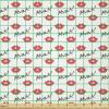 Ambesonne Kiss Fabric by The Yard, Red Woman Lips Kiss Marks Pattern Romance Feminine Graphic Valentines Day, Stretch Knit Fabric for Clothing Sewing and Arts Crafts, 1 Yard, Vermilion Ivory(Vermilion Ivory)
