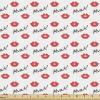 Ambesonne Kiss Fabric by The Yard, Red Woman Lips Kiss Marks Pattern Romance Feminine Graphic Valentines Day, Stretch Knit Fabric for Clothing Sewing and Arts Crafts, 1 Yard, Vermilion Ivory(Vermilion Ivory)