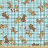 Ambesonne Kiss Fabric by The Yard, Red Woman Lips Kiss Marks Pattern Romance Feminine Graphic Valentines Day, Stretch Knit Fabric for Clothing Sewing and Arts Crafts, 1 Yard, Vermilion Ivory(Blue Brown)