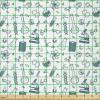 Ambesonne Kiss Fabric by The Yard, Red Woman Lips Kiss Marks Pattern Romance Feminine Graphic Valentines Day, Stretch Knit Fabric for Clothing Sewing and Arts Crafts, 1 Yard, Vermilion Ivory(Petrol Blue and White)