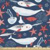 Ambesonne Kiss Fabric by The Yard, Red Woman Lips Kiss Marks Pattern Romance Feminine Graphic Valentines Day, Stretch Knit Fabric for Clothing Sewing and Arts Crafts, 1 Yard, Vermilion Ivory(Royal Blue)