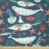 Ambesonne Kiss Fabric by The Yard, Red Woman Lips Kiss Marks Pattern Romance Feminine Graphic Valentines Day, Stretch Knit Fabric for Clothing Sewing and Arts Crafts, 1 Yard, Vermilion Ivory(Royal Blue)