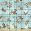 Ambesonne Kiss Fabric by The Yard, Red Woman Lips Kiss Marks Pattern Romance Feminine Graphic Valentines Day, Stretch Knit Fabric for Clothing Sewing and Arts Crafts, 1 Yard, Vermilion Ivory(Blue Brown)