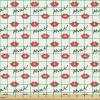 Ambesonne Kiss Fabric by The Yard, Red Woman Lips Kiss Marks Pattern Romance Feminine Graphic Valentines Day, Stretch Knit Fabric for Clothing Sewing and Arts Crafts, 1 Yard, Vermilion Ivory(Vermilion Ivory)