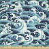 Ambesonne Kiss Fabric by The Yard, Red Woman Lips Kiss Marks Pattern Romance Feminine Graphic Valentines Day, Stretch Knit Fabric for Clothing Sewing and Arts Crafts, 1 Yard, Vermilion Ivory(Blue Navy)
