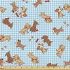 Ambesonne Kiss Fabric by The Yard, Red Woman Lips Kiss Marks Pattern Romance Feminine Graphic Valentines Day, Stretch Knit Fabric for Clothing Sewing and Arts Crafts, 1 Yard, Vermilion Ivory(Blue Brown)