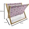 Ambesonne Pearls Magazine and Book Holder, Bow Ties with Hearts Feminine Valentines Day Romantic Theme with Dotted Background, Floor Rack Decor for Interior of Home & Office, 22″ x 19″, Pink Black(Purple Pink)