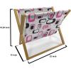 Ambesonne Pearls Magazine and Book Holder, Bow Ties with Hearts Feminine Valentines Day Romantic Theme with Dotted Background, Floor Rack Decor for Interior of Home & Office, 22″ x 19″, Pink Black(Pink White Black)