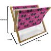 Ambesonne Pearls Magazine and Book Holder, Bow Ties with Hearts Feminine Valentines Day Romantic Theme with Dotted Background, Floor Rack Decor for Interior of Home & Office, 22″ x 19″, Pink Black(Pink Black)