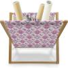 Ambesonne Pearls Magazine and Book Holder, Bow Ties with Hearts Feminine Valentines Day Romantic Theme with Dotted Background, Floor Rack Decor for Interior of Home & Office, 22″ x 19″, Pink Black(Purple Pink)