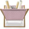 Ambesonne Pearls Magazine and Book Holder, Bow Ties with Hearts Feminine Valentines Day Romantic Theme with Dotted Background, Floor Rack Decor for Interior of Home & Office, 22″ x 19″, Pink Black(Pale Pink)