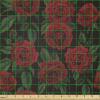 Ambesonne Rose Fabric by The Yard, Valentine’s Day Retro Style Petals with Leaves Ornamental Growth Pattern, Stretch Knit Fabric for Clothing Sewing and Arts Crafts, 10 Yards, Ruby Hunter Green Black(Ruby Hunter Green Black)