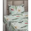 Ambesonne Spring Floral Sheet Set, Valentine’s Day Concept Romantic Garden Flowers with Leaves Greenery, Fitted and Flat Sheet with Pillowcases Bedding Accent 4 Piece Set, Queen, Seafoam Peach White(Almond Green Laurel Green)