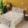 Ambesonne Spring Floral Sheet Set, Valentine’s Day Concept Romantic Garden Flowers with Leaves Greenery, Fitted and Flat Sheet with Pillowcases Bedding Accent 4 Piece Set, Queen, Seafoam Peach White(Mint Green Burnt Sienna)