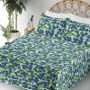 Ambesonne Spring Floral Sheet Set, Valentine’s Day Concept Romantic Garden Flowers with Leaves Greenery, Fitted and Flat Sheet with Pillowcases Bedding Accent 4 Piece Set, Queen, Seafoam Peach White(Dark Lavender Fern Green)