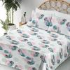 Ambesonne Spring Floral Sheet Set, Valentine’s Day Concept Romantic Garden Flowers with Leaves Greenery, Fitted and Flat Sheet with Pillowcases Bedding Accent 4 Piece Set, Queen, Seafoam Peach White(Almond Green Dark Coral)