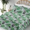 Ambesonne Spring Floral Sheet Set, Valentine’s Day Concept Romantic Garden Flowers with Leaves Greenery, Fitted and Flat Sheet with Pillowcases Bedding Accent 4 Piece Set, Queen, Seafoam Peach White(Fern Green and Dark Grey)