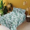 Ambesonne Spring Floral Sheet Set, Valentine’s Day Concept Romantic Garden Flowers with Leaves Greenery, Fitted and Flat Sheet with Pillowcases Bedding Accent 4 Piece Set, Queen, Seafoam Peach White(Sea Green Mint Green)
