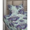 Ambesonne Spring Floral Sheet Set, Valentine’s Day Concept Romantic Garden Flowers with Leaves Greenery, Fitted and Flat Sheet with Pillowcases Bedding Accent 4 Piece Set, Queen, Seafoam Peach White(Pale Purple and Sage Green)