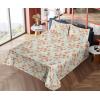 Ambesonne Spring Floral Sheet Set, Valentine’s Day Concept Romantic Garden Flowers with Leaves Greenery, Fitted and Flat Sheet with Pillowcases Bedding Accent 4 Piece Set, Queen, Seafoam Peach White(Mint Green Burnt Sienna)