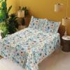 Ambesonne Spring Floral Sheet Set, Valentine’s Day Concept Romantic Garden Flowers with Leaves Greenery, Fitted and Flat Sheet with Pillowcases Bedding Accent 4 Piece Set, Queen, Seafoam Peach White(Seafoam Peach White)