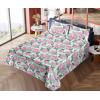 Ambesonne Spring Floral Sheet Set, Valentine’s Day Concept Romantic Garden Flowers with Leaves Greenery, Fitted and Flat Sheet with Pillowcases Bedding Accent 4 Piece Set, Queen, Seafoam Peach White(Pastel Pink Jade Green)