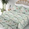 Ambesonne Spring Floral Sheet Set, Valentine’s Day Concept Romantic Garden Flowers with Leaves Greenery, Fitted and Flat Sheet with Pillowcases Bedding Accent 4 Piece Set, Queen, Seafoam Peach White(Almond Green Laurel Green)