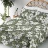 Ambesonne Spring Floral Sheet Set, Valentine’s Day Concept Romantic Garden Flowers with Leaves Greenery, Fitted and Flat Sheet with Pillowcases Bedding Accent 4 Piece Set, Queen, Seafoam Peach White(Off White Peacock Green)