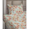 Ambesonne Spring Floral Sheet Set, Valentine’s Day Concept Romantic Garden Flowers with Leaves Greenery, Fitted and Flat Sheet with Pillowcases Bedding Accent 4 Piece Set, Queen, Seafoam Peach White(Mint Green Burnt Sienna)