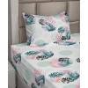 Ambesonne Spring Floral Sheet Set, Valentine’s Day Concept Romantic Garden Flowers with Leaves Greenery, Fitted and Flat Sheet with Pillowcases Bedding Accent 4 Piece Set, Queen, Seafoam Peach White(Almond Green Dark Coral)