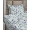 Ambesonne Spring Floral Sheet Set, Valentine’s Day Concept Romantic Garden Flowers with Leaves Greenery, Fitted and Flat Sheet with Pillowcases Bedding Accent 4 Piece Set, Queen, Seafoam Peach White(Blue Grey and Pale Lavender)