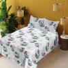 Ambesonne Spring Floral Sheet Set, Valentine’s Day Concept Romantic Garden Flowers with Leaves Greenery, Fitted and Flat Sheet with Pillowcases Bedding Accent 4 Piece Set, Queen, Seafoam Peach White(Almond Green Dark Coral)
