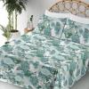 Ambesonne Spring Floral Sheet Set, Valentine’s Day Concept Romantic Garden Flowers with Leaves Greenery, Fitted and Flat Sheet with Pillowcases Bedding Accent 4 Piece Set, Queen, Seafoam Peach White(Sea Green Mint Green)