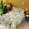 Ambesonne Spring Floral Sheet Set, Valentine’s Day Concept Romantic Garden Flowers with Leaves Greenery, Fitted and Flat Sheet with Pillowcases Bedding Accent 4 Piece Set, Queen, Seafoam Peach White(Yellow Green Pale Grey)