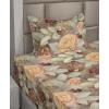 Ambesonne Spring Floral Sheet Set, Valentine’s Day Concept Romantic Garden Flowers with Leaves Greenery, Fitted and Flat Sheet with Pillowcases Bedding Accent 4 Piece Set, Queen, Seafoam Peach White(Mustard Pistachio Green)