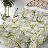 Ambesonne Spring Floral Sheet Set, Valentine’s Day Concept Romantic Garden Flowers with Leaves Greenery, Fitted and Flat Sheet with Pillowcases Bedding Accent 4 Piece Set, Queen, Seafoam Peach White(Yellow Green Pale Grey)