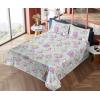 Ambesonne Spring Floral Sheet Set, Valentine’s Day Concept Romantic Garden Flowers with Leaves Greenery, Fitted and Flat Sheet with Pillowcases Bedding Accent 4 Piece Set, Queen, Seafoam Peach White(Pale Eggplant Green)