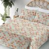 Ambesonne Spring Floral Sheet Set, Valentine’s Day Concept Romantic Garden Flowers with Leaves Greenery, Fitted and Flat Sheet with Pillowcases Bedding Accent 4 Piece Set, Queen, Seafoam Peach White(Mint Green Burnt Sienna)