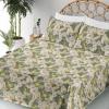 Ambesonne Spring Floral Sheet Set, Valentine’s Day Concept Romantic Garden Flowers with Leaves Greenery, Fitted and Flat Sheet with Pillowcases Bedding Accent 4 Piece Set, Queen, Seafoam Peach White(Apple Green Champagne)