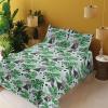 Ambesonne Spring Floral Sheet Set, Valentine’s Day Concept Romantic Garden Flowers with Leaves Greenery, Fitted and Flat Sheet with Pillowcases Bedding Accent 4 Piece Set, Queen, Seafoam Peach White(Fern Green and Dark Grey)