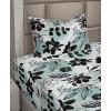 Ambesonne Spring Floral Sheet Set, Valentine’s Day Concept Romantic Garden Flowers with Leaves Greenery, Fitted and Flat Sheet with Pillowcases Bedding Accent 4 Piece Set, Queen, Seafoam Peach White(Dark Grey White)