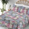 Ambesonne Spring Floral Sheet Set, Valentine’s Day Concept Romantic Garden Flowers with Leaves Greenery, Fitted and Flat Sheet with Pillowcases Bedding Accent 4 Piece Set, Queen, Seafoam Peach White(Mauve Taupe Ceil Blue)