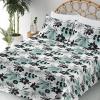 Ambesonne Spring Floral Sheet Set, Valentine’s Day Concept Romantic Garden Flowers with Leaves Greenery, Fitted and Flat Sheet with Pillowcases Bedding Accent 4 Piece Set, Queen, Seafoam Peach White(Dark Grey White)
